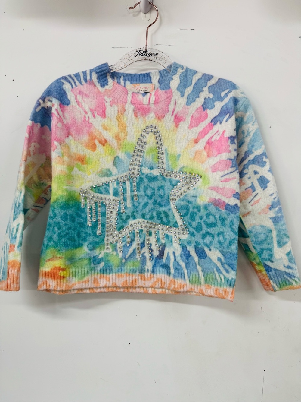 Truly Me by Sara Sara Pastel Bling Star Sweater 4T